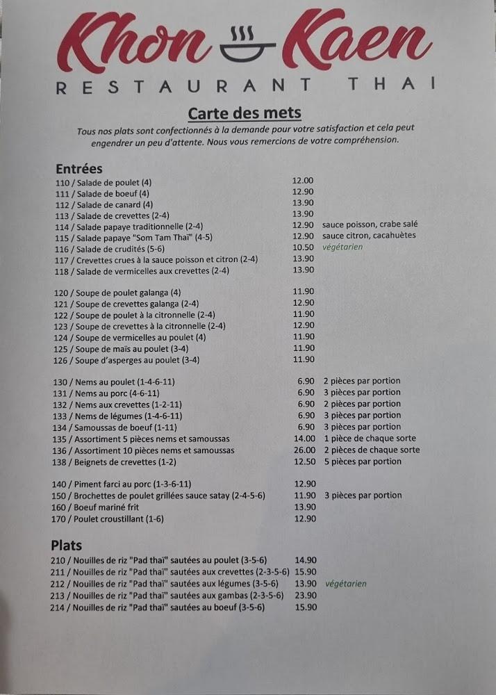 Khon Kaen Restaurant Thaï - Menu Image 3